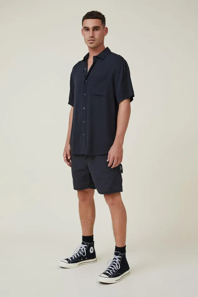 Men Tees and Tanks Cotton On Cuban Short Sleeve Shirt Washed Black Men Tees and Tanks Cotton On Cuban Short Sleeve Shirt Washed Black