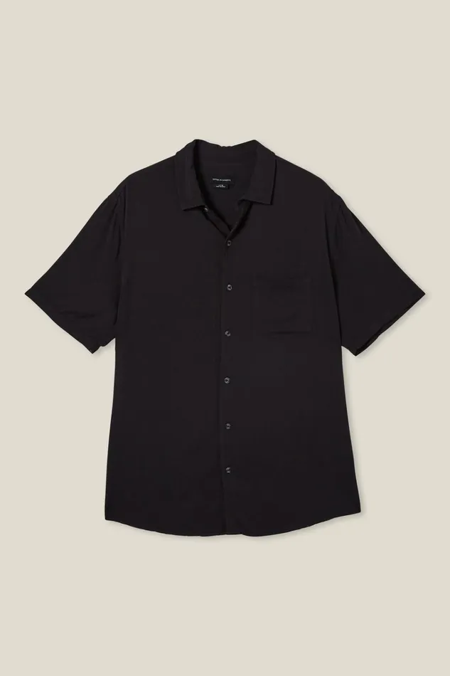 Men Tees and Tanks Cotton On Cuban Short Sleeve Shirt Washed Black Men Tees and Tanks Cotton On Cuban Short Sleeve Shirt Washed Black