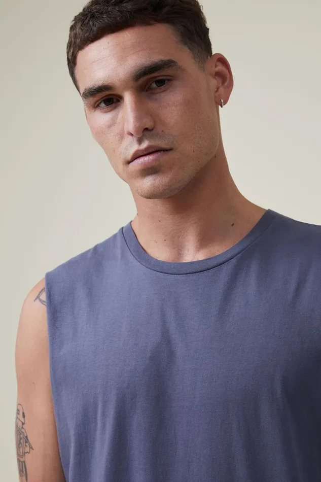 Men Tees and Tanks Cotton On Organic Muscle Dusty Denim Men Tees and Tanks Cotton On Organic Muscle Dusty Denim