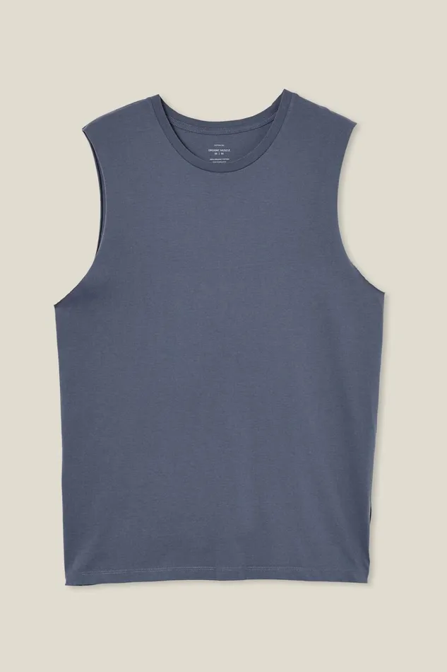Men Tees and Tanks Cotton On Organic Muscle Dusty Denim Men Tees and Tanks Cotton On Organic Muscle Dusty Denim