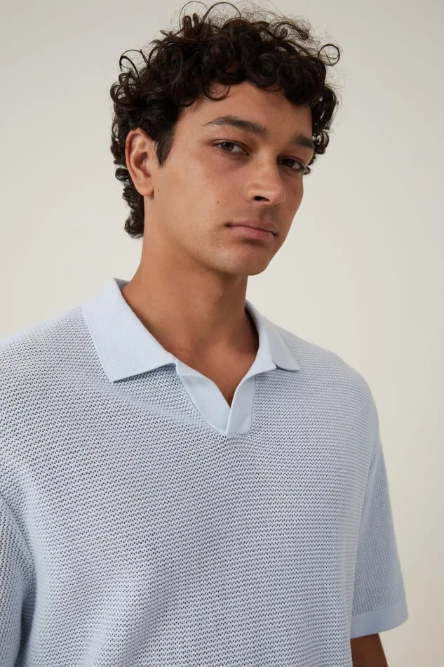 Men Tees and Tanks Cotton On Resort Short Sleeve Polo Light Blue Men Tees and Tanks Cotton On Resort Short Sleeve Polo Light Blue
