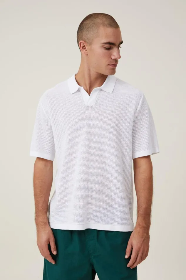 Men Tees and Tanks Cotton On Resort Short Sleeve Polo Snow White