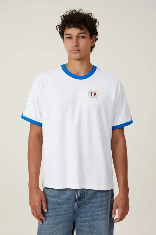 Men Tees and Tanks Cotton On Soccer TShirt Whiteskydiver Blue