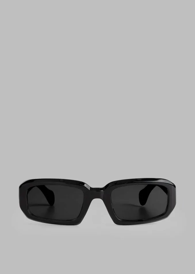 Men The Frankie Shop Port Tanger Mektoub Sunglasses 8211 Black AcetateBlack Lens Black Acetateblack Lens