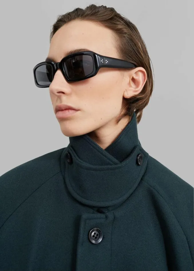 Men The Frankie Shop Port Tanger Mektoub Sunglasses 8211 Black AcetateBlack Lens Black Acetateblack Lens