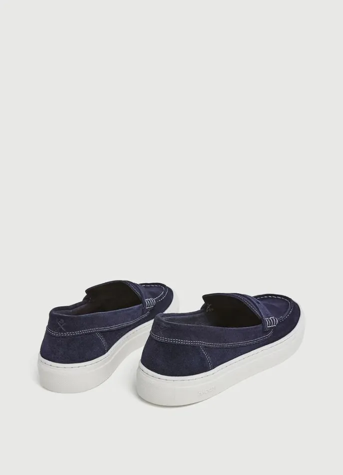 Men Trainers Hackett London Suede Hybrid Shoes Navy