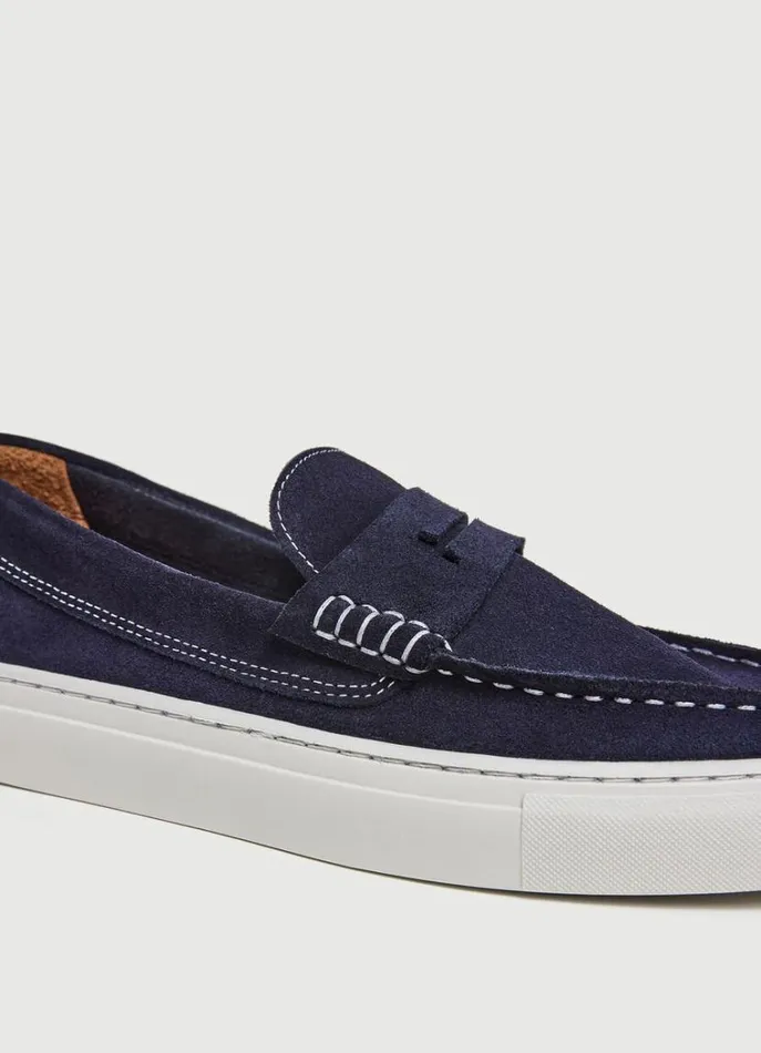 Men Trainers Hackett London Suede Hybrid Shoes Navy