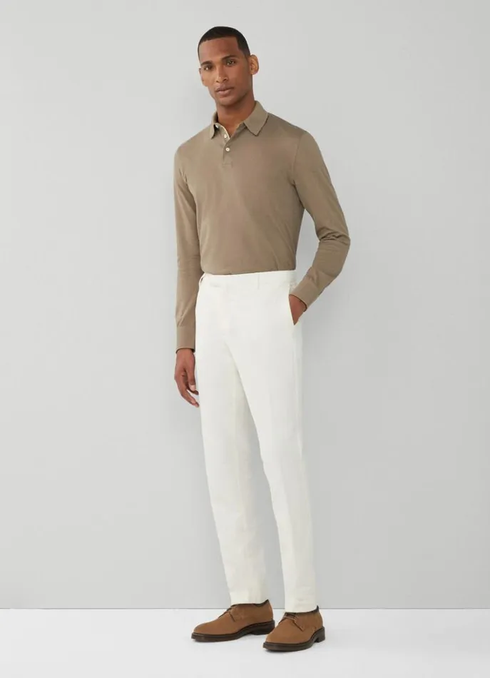 Men Trousers and Chinos Hackett London Slim Fit Herringbone Chinos Ecru White