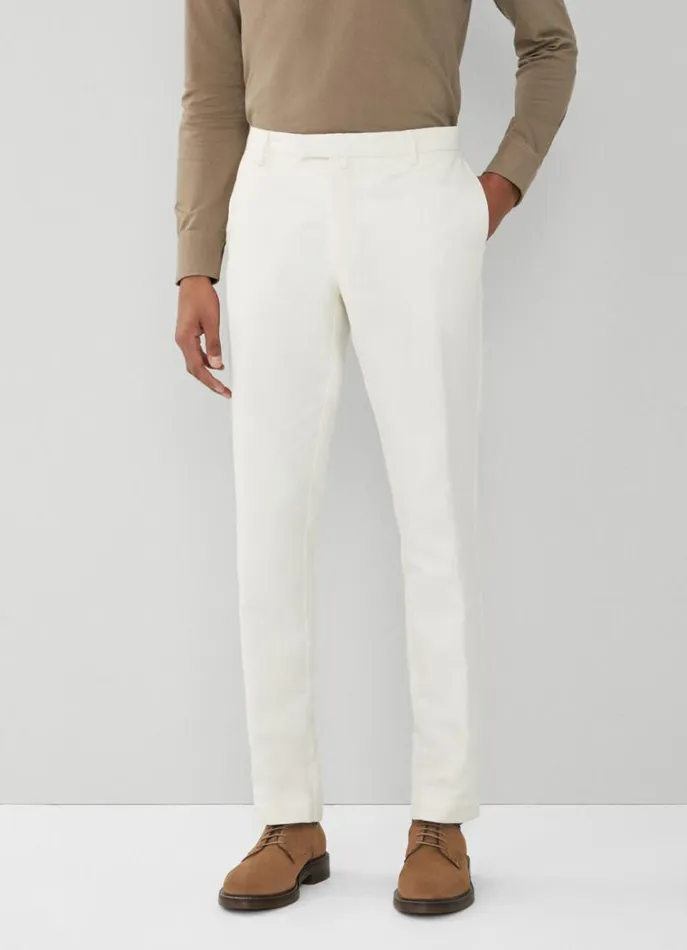 Men Trousers and Chinos Hackett London Slim Fit Herringbone Chinos Ecru White