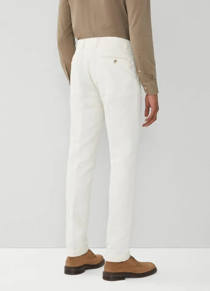 Men Trousers and Chinos Hackett London Slim Fit Herringbone Chinos Ecru White