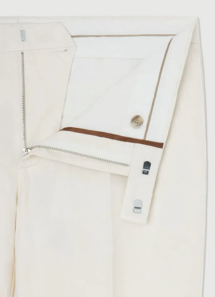 Men Trousers and Chinos Hackett London Slim Fit Herringbone Chinos Ecru White