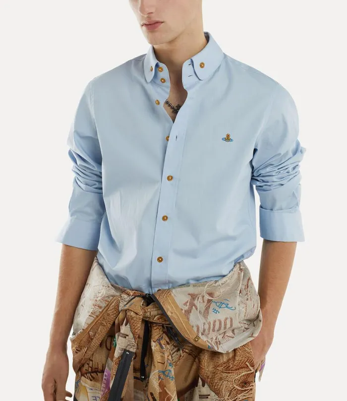 Men Two Button Krall Shirt Blue Vivienne Westwood Shirts Men Two Button Krall Shirt Blue Vivienne Westwood Shirts