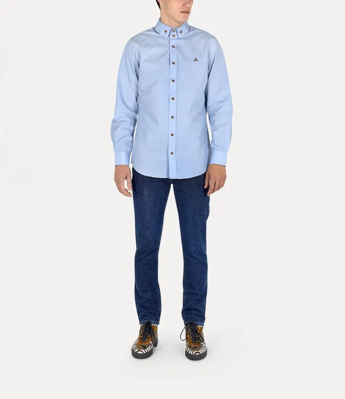 Men Two Button Krall Shirt Blue Vivienne Westwood Shirts Men Two Button Krall Shirt Blue Vivienne Westwood Shirts