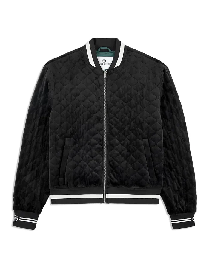 Men Velour Sergio Tacchini Fasano Quilted Velour Jacket Black Beauty