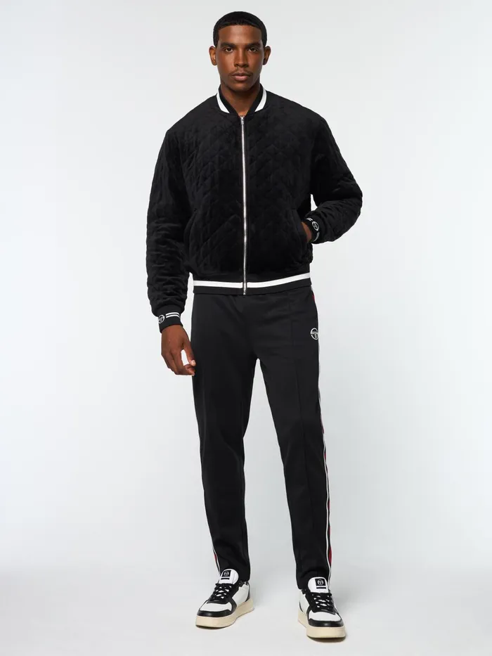Men Velour Sergio Tacchini Fasano Quilted Velour Jacket Black Beauty