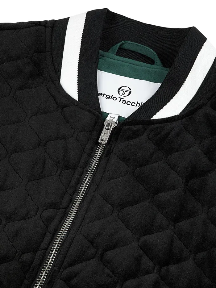 Men Velour Sergio Tacchini Fasano Quilted Velour Jacket Black Beauty