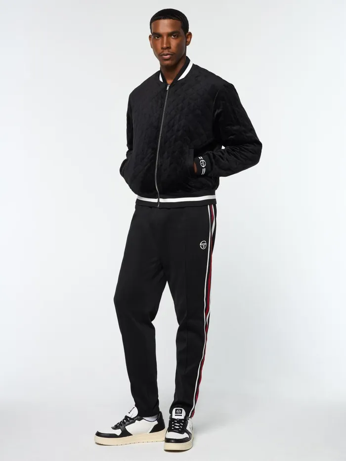 Men Velour Sergio Tacchini Fasano Quilted Velour Jacket Black Beauty