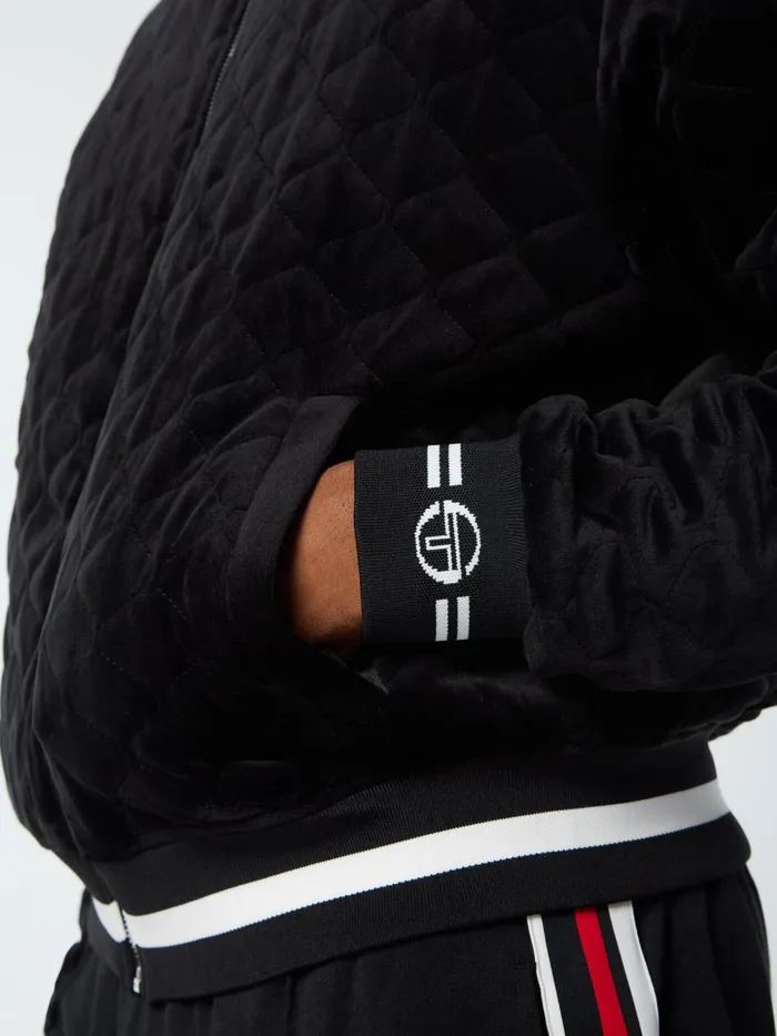 Men Velour Sergio Tacchini Fasano Quilted Velour Jacket Black Beauty