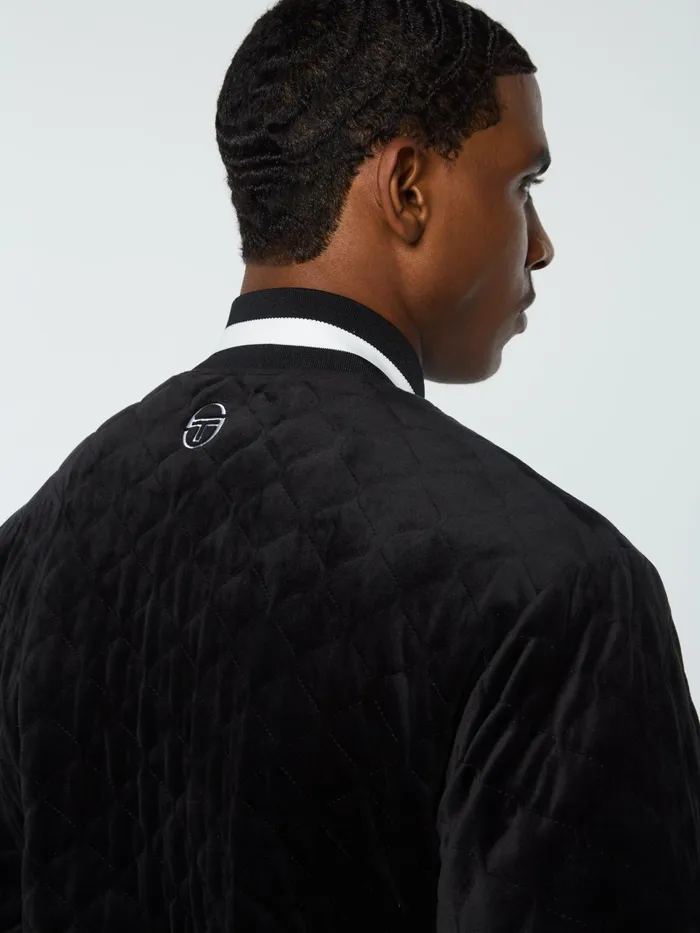 Men Velour Sergio Tacchini Fasano Quilted Velour Jacket Black Beauty