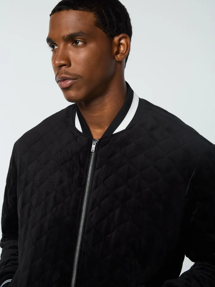 Men Velour Sergio Tacchini Fasano Quilted Velour Jacket Black Beauty
