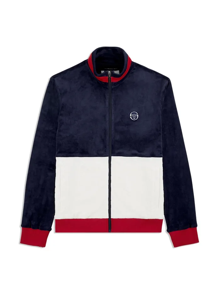 Men Velour Sergio Tacchini Foggia Velour Debossed Track Jacket Maritime Blue
