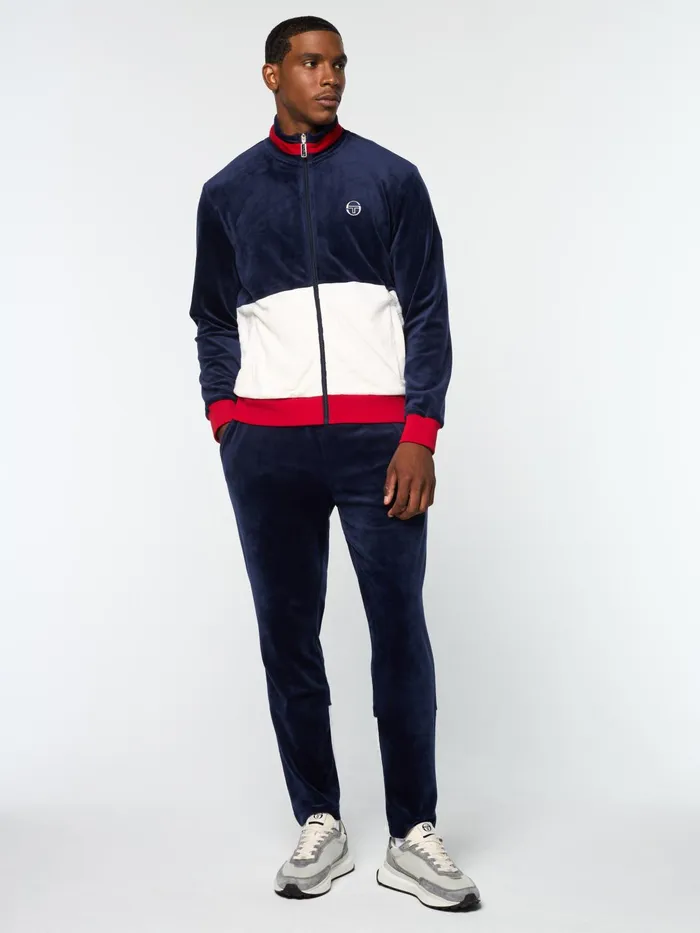 Men Velour Sergio Tacchini Foggia Velour Debossed Track Jacket Maritime Blue