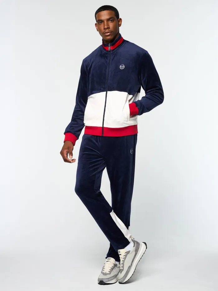 Men Velour Sergio Tacchini Foggia Velour Debossed Track Jacket Maritime Blue