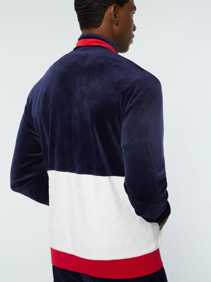 Men Velour Sergio Tacchini Foggia Velour Debossed Track Jacket Maritime Blue