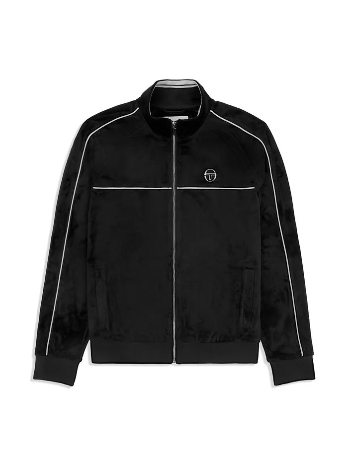 Men Velour Sergio Tacchini Lioni Velour Track Jacket Black Beauty