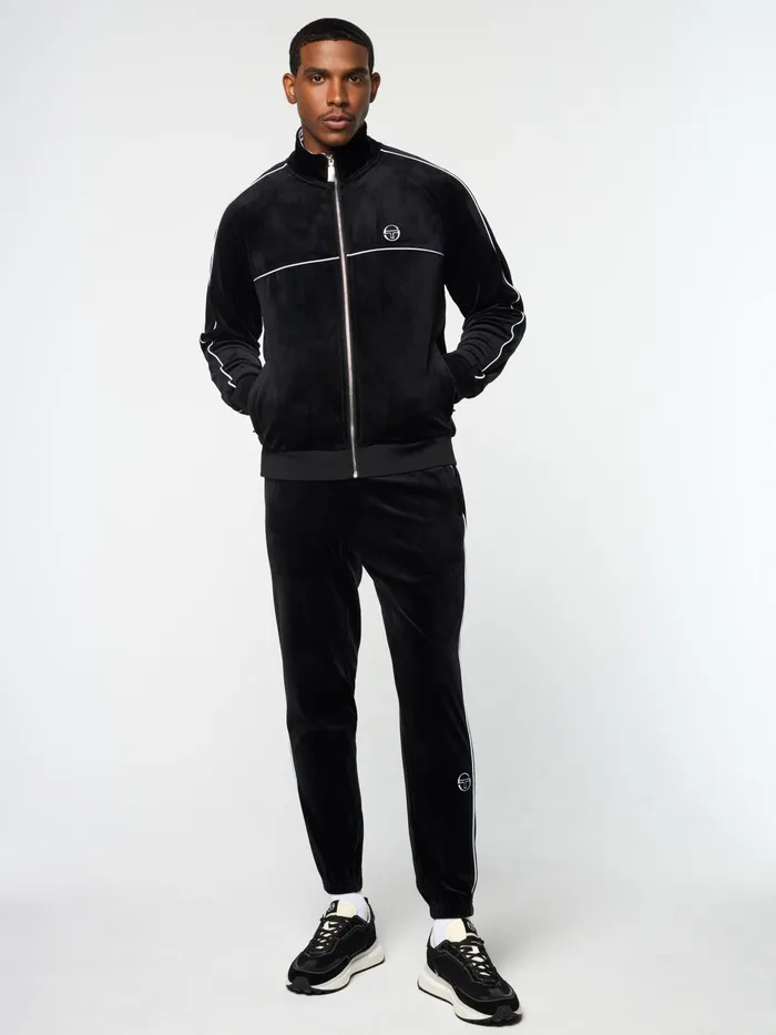 Men Velour Sergio Tacchini Lioni Velour Track Jacket Black Beauty