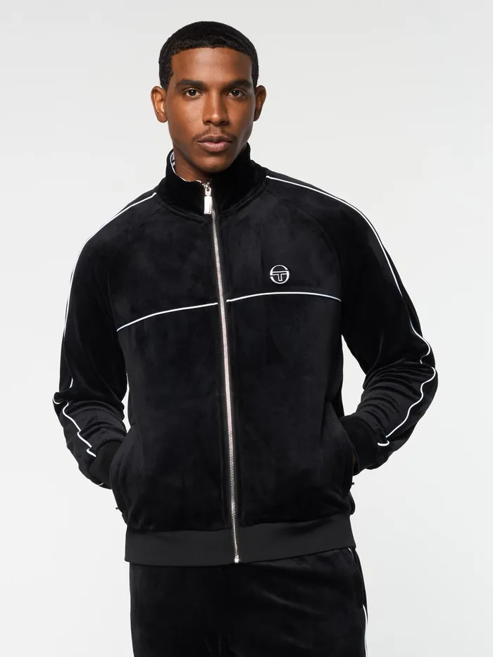 Men Velour Sergio Tacchini Lioni Velour Track Jacket Black Beauty