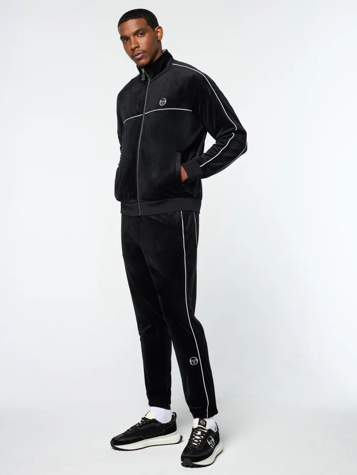 Men Velour Sergio Tacchini Lioni Velour Track Jacket Black Beauty