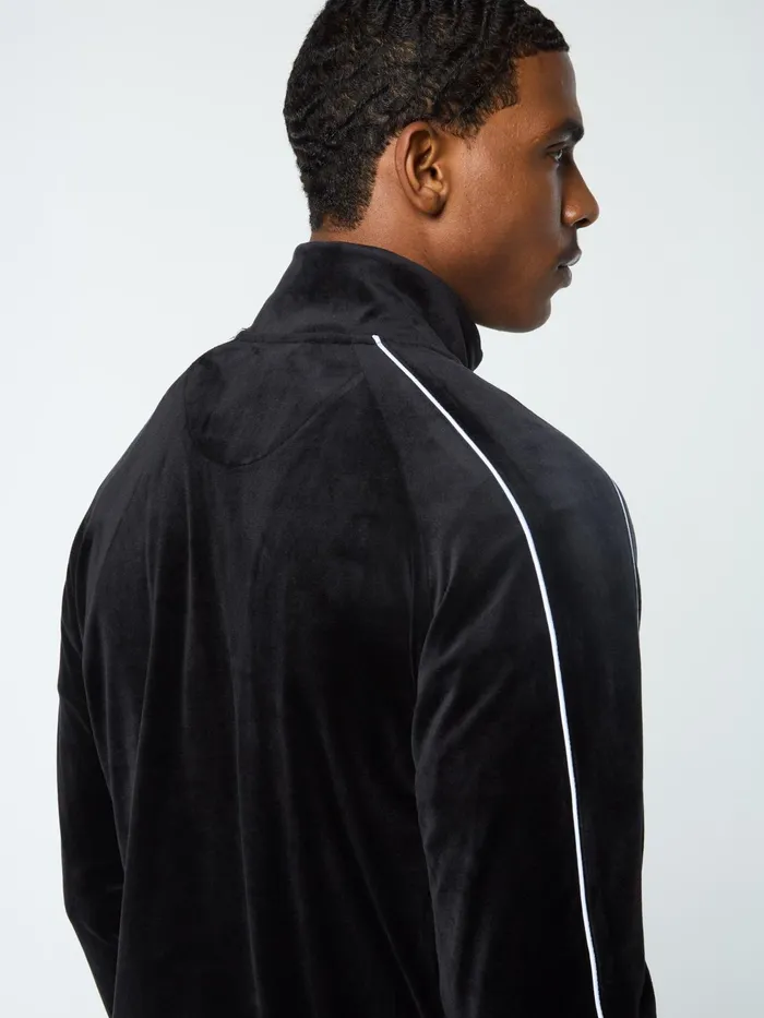 Men Velour Sergio Tacchini Lioni Velour Track Jacket Black Beauty