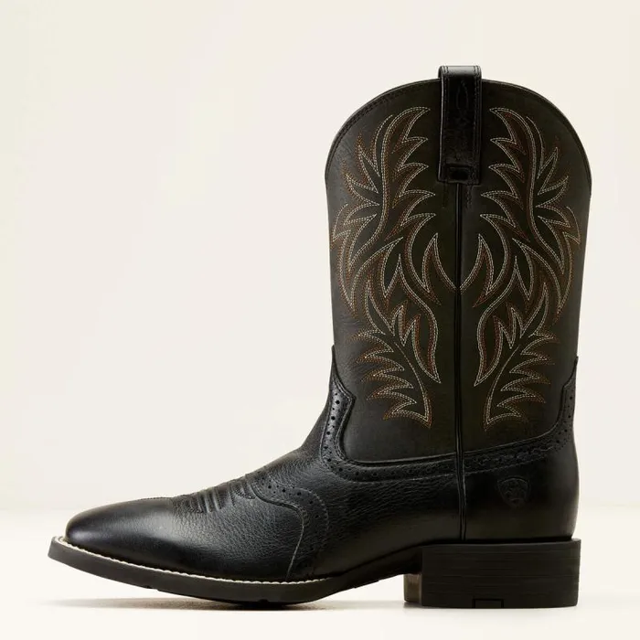 Men Western Boots Ariat Sport Wide Square Toe Western Boot Black Deertan Men Western Boots Ariat Sport Wide Square Toe Western Boot Black Deertan