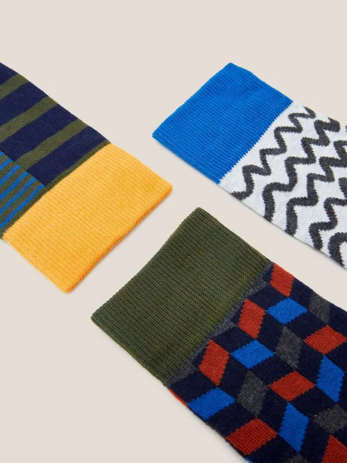 Men White Stuff Socks 3 Pack Geo Stripe Ankle Socks Khaki Green Men White Stuff Socks 3 Pack Geo Stripe Ankle Socks Khaki Green
