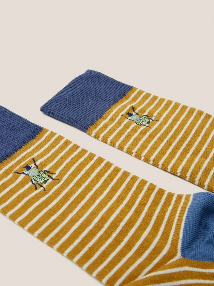 Men White Stuff Socks Bug Embroidered Ankle Sock Mid Chartreuse Men White Stuff Socks Bug Embroidered Ankle Sock Mid Chartreuse