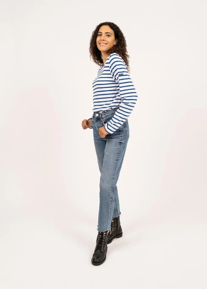 MenWomen Breton Striped Shirts Saint James MINQUIERS MODERN White Royal Blue