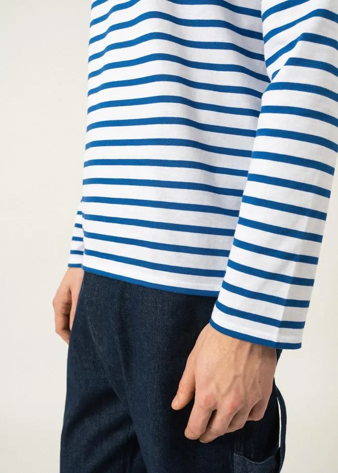 MenWomen Breton Striped Shirts Saint James MINQUIERS MODERN White Royal Blue
