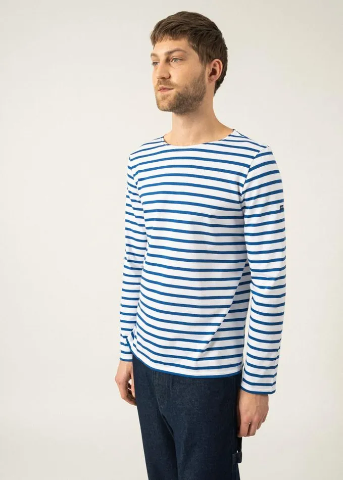 MenWomen Breton Striped Shirts Saint James MINQUIERS MODERN White Royal Blue