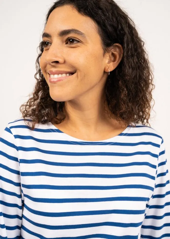 MenWomen Breton Striped Shirts Saint James MINQUIERS MODERN White Royal Blue