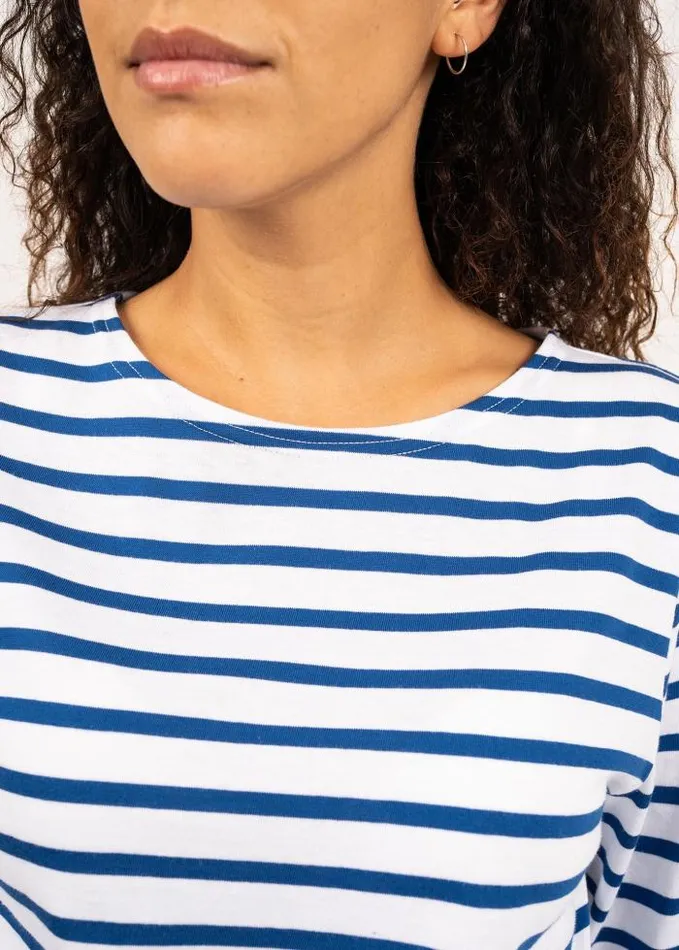 MenWomen Breton Striped Shirts Saint James MINQUIERS MODERN White Royal Blue