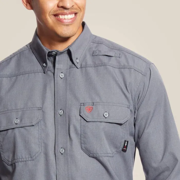 Men Workwear Ariat FR Featherlight Work Shirt Gunmetal