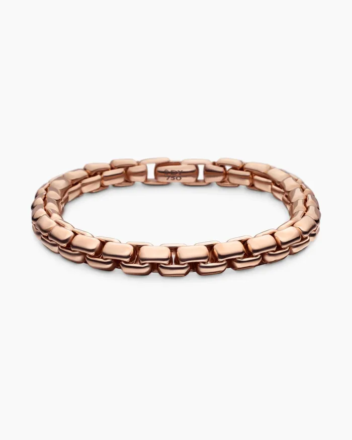 Mens Box Chain Bracelet In 18K Rose Gold 73mm Men David Yurman Chain