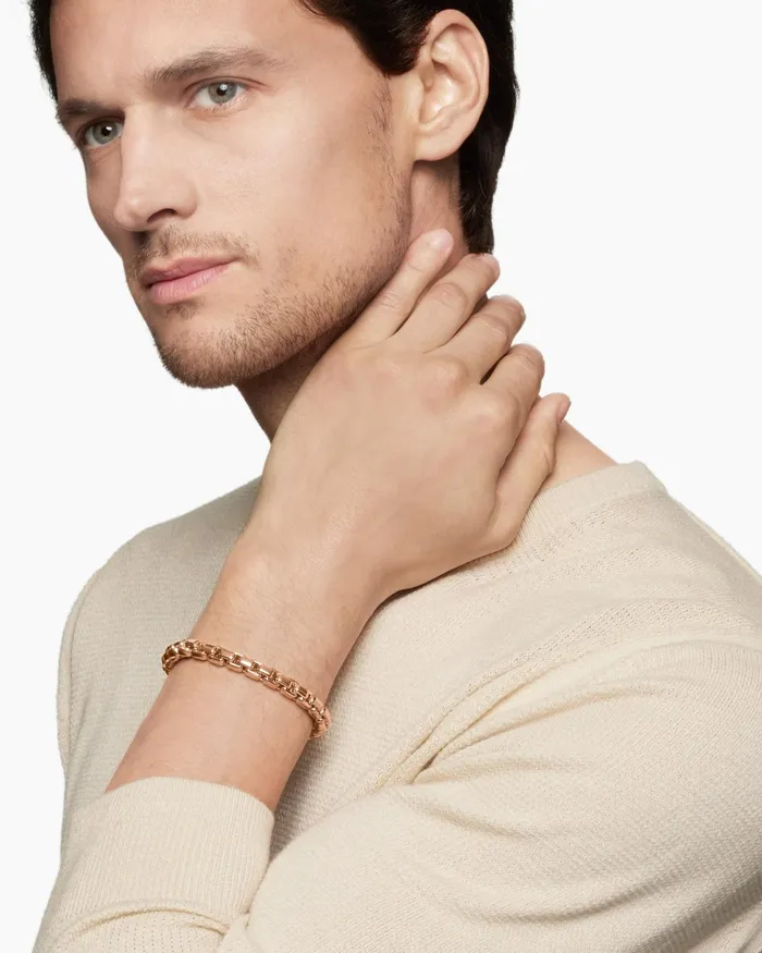 Mens Box Chain Bracelet In 18K Rose Gold 73mm Men David Yurman Chain Mens Box Chain Bracelet In 18K Rose Gold 73mm Men David Yurman Chain