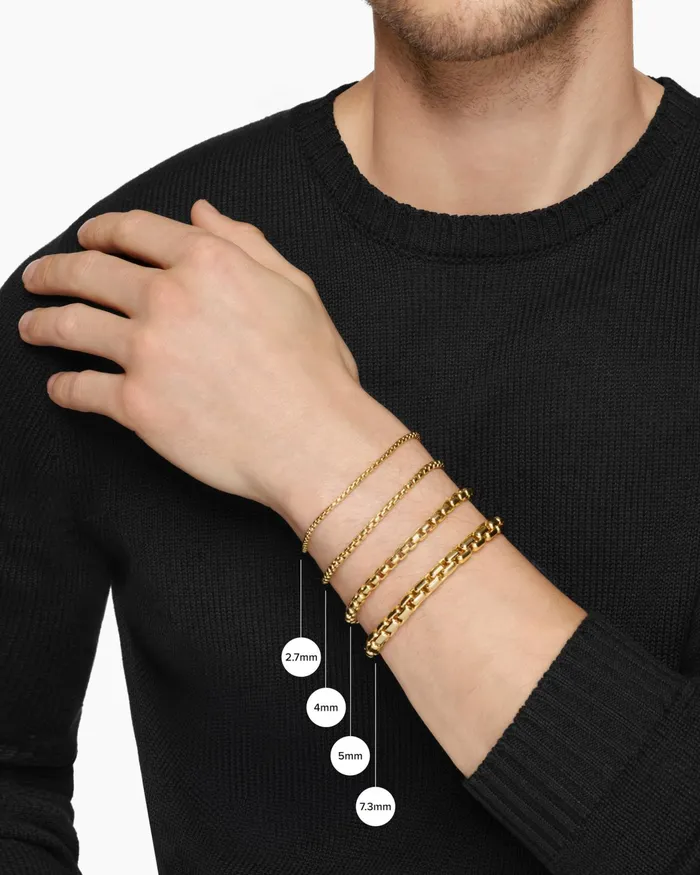 Mens Box Chain Bracelet In 18K Yellow Gold 27mm Men David Yurman Chain Mens Box Chain Bracelet In 18K Yellow Gold 27mm Men David Yurman Chain
