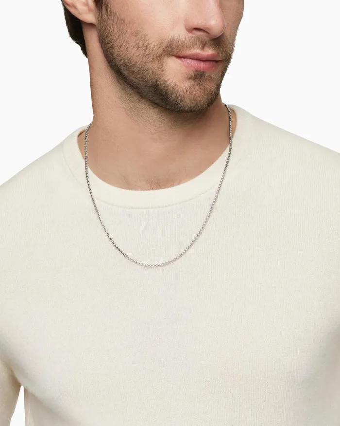 Mens Box Chain Necklace In 18K White Gold 27mm Men David Yurman Chains Mens Box Chain Necklace In 18K White Gold 27mm Men David Yurman Chains
