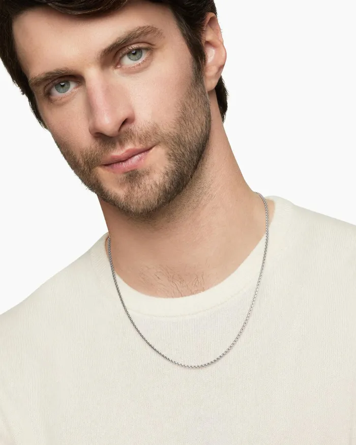 Mens Box Chain Necklace In 18K White Gold 27mm Men David Yurman Chains Mens Box Chain Necklace In 18K White Gold 27mm Men David Yurman Chains