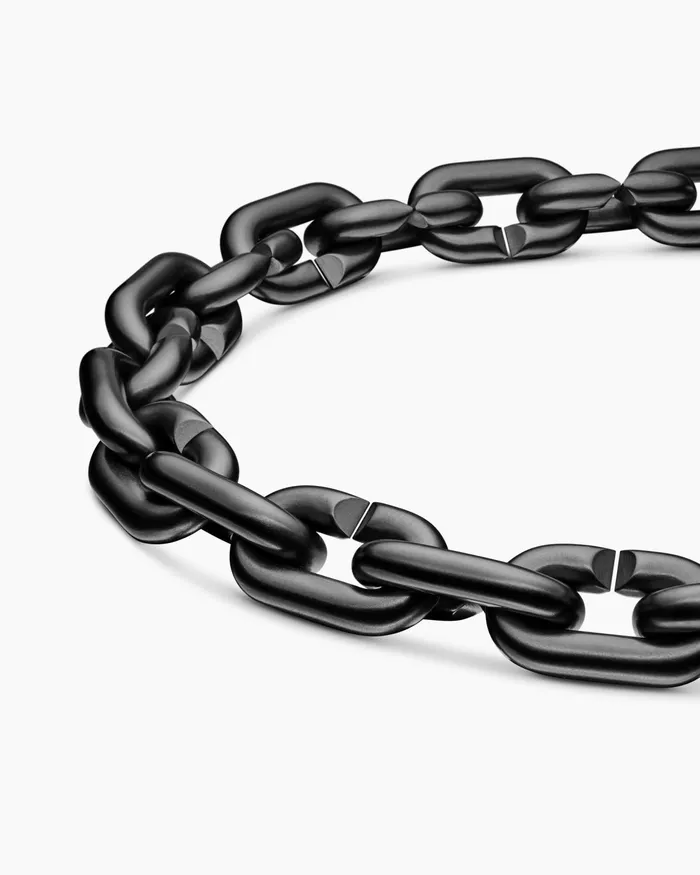 Mens Chain Links Bracelet In Black Titanium With 18K Yellow Gold 10mm Men David Yurman Chain Mens Chain Links Bracelet In Black Titanium With 18K Yellow Gold 10mm Men David Yurman Chain