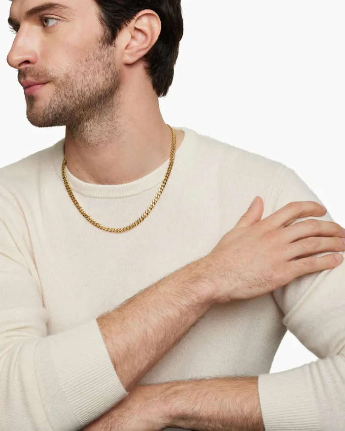 Mens Curb Chain Necklace In 18K Yellow Gold 6mm Men David Yurman Curb Chain Mens Curb Chain Necklace In 18K Yellow Gold 6mm Men David Yurman Curb Chain