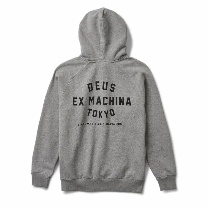 Mens Deus Ex Machina Classics Tokyo Address Hoodie 8211 Grey Marle Grey Marle